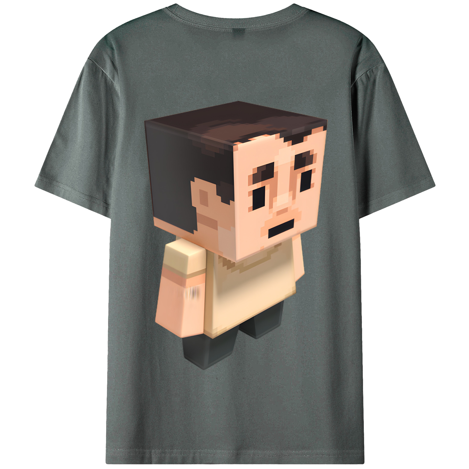 （画像用） マインクラフト ブロックの世界 Minecraft MC Block world 綿100％半袖Tシャツ（背面プリント）